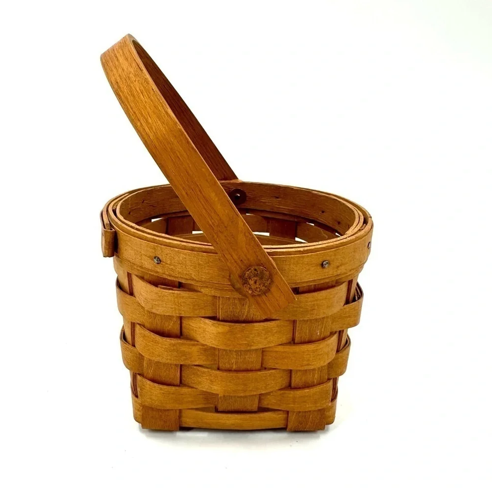 Vtg Longaberger 1988 Measuring Basket Round Swing Handle Square Bottom USA PJF